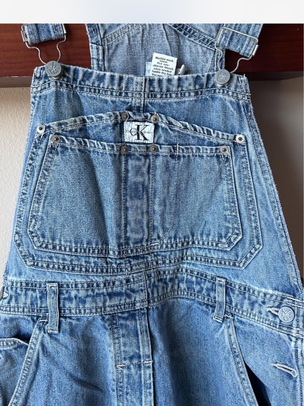 Vintage 90s Calvin Klein Jeans medium-wash denim overalls M - Picture 2 of 8